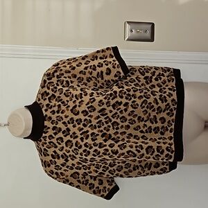 Vintage Dylani Knitwear Animal Print Cropped Sweater Size L